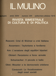 Copertina del fascicolo dell'articolo Tesi sulla crisi di Weimar e le possibili analogie con la crisi italiana