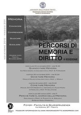 Copertina della news 30 novembre, TRENTO, II Incontro di Percorsi di Memoria e Diritto